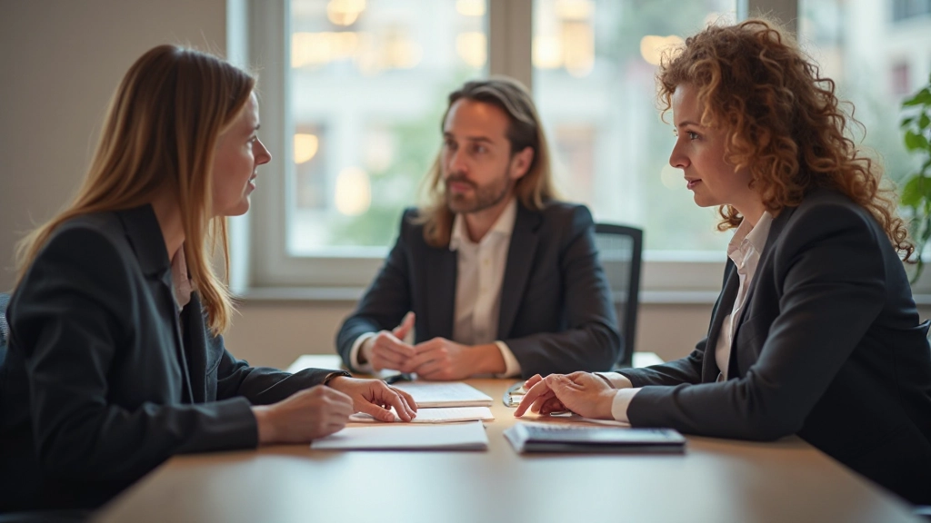 Professionelle Aufnahme eines Team-Meetings mit mehreren Mitarbeitern um einen Konferenztisch