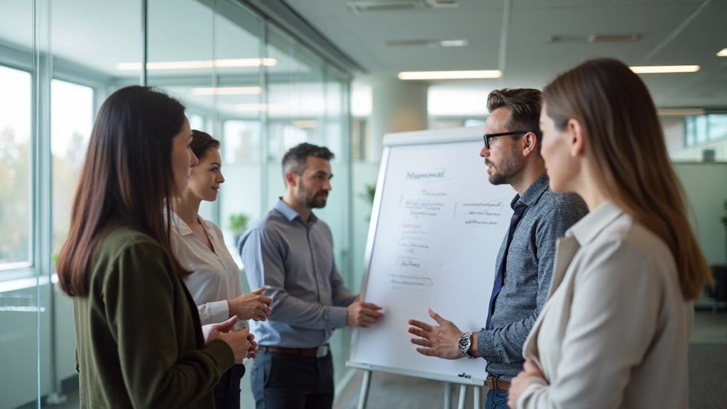 Diverse Gruppe von Profis in gemeinsamer Brainstorming-Session im modernen Büro